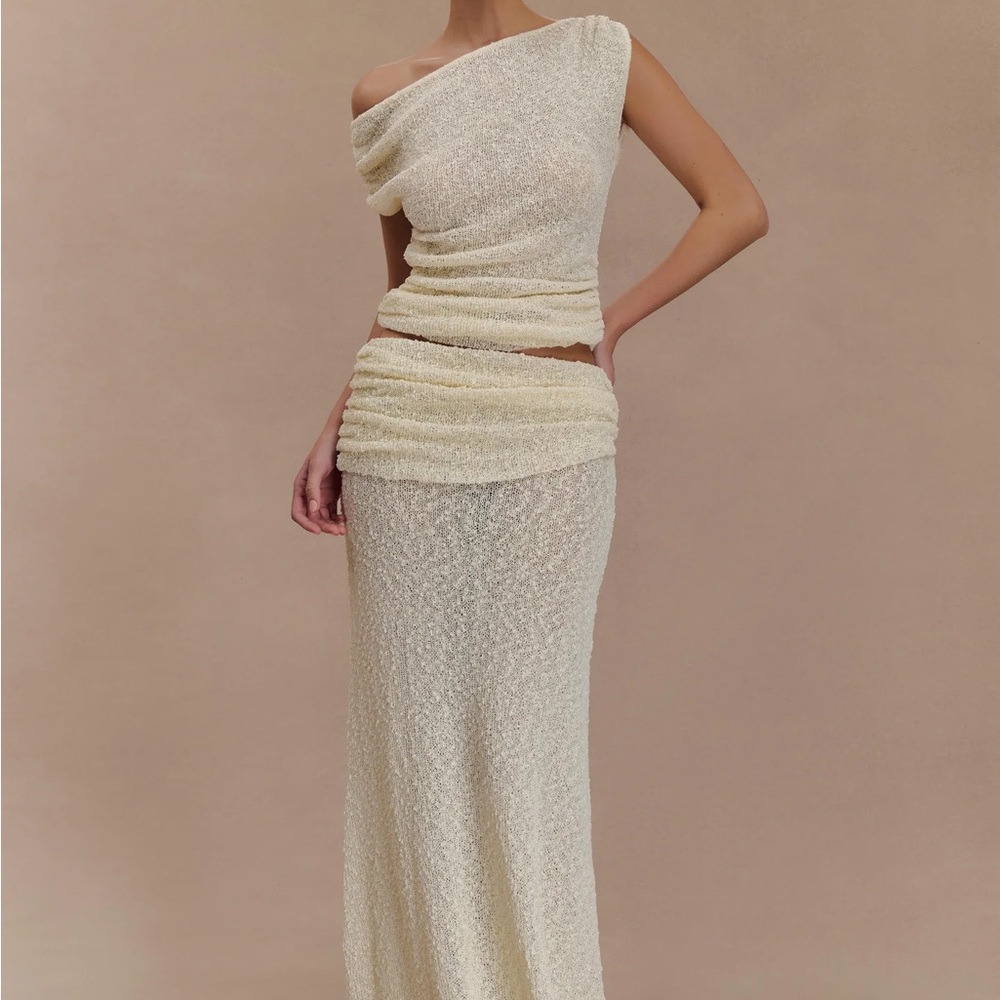 Chloe Off Shoulder Boucle Knit Top & Petra Skirt
